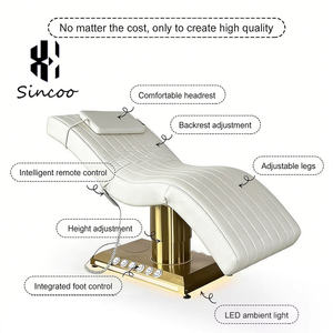 Luxury Modern Stainless Steel Electric Curved Eyelash <b>Bed</b> with <b>LED</b> 3 Motor Adjustable Beauty Massage Facial Spa <b>Bed</b> Customizable - Product Image 5