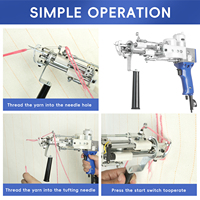 Pistolet à tufting manuel 2-en-1 haute vitesse pour débutants en DIY fait main