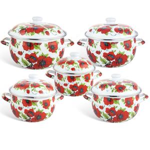 Эмалированная кастрюля 3л, 4л, 5л, высококачественная, класса люкс, турецкого дизайна, с изогнутым дном, с возможностью нанесения логотипов, пароварка, экологически чистая, углеродная - Product Image 1