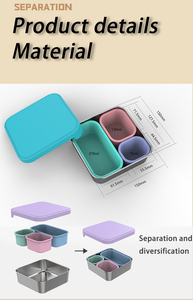 Boîte à bento en acier inoxydable résistant aux fuites sans BPA lavable au lave-vaisselle pour le <span class=keywords><strong>bureau</strong></span> de l'école et les enfants à 3 compartiments Hot Seller - Product Image 4