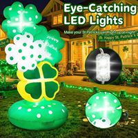 Trèfles porte-bonheur gonflables géants de 6 pieds pour la Saint-Patrick, avec lumières LED intégrées, vert irlandais, décoration de fête pour l'extérieur et l'intérieur