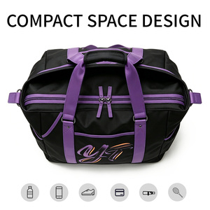 Zaino YT nero e viola con tasche multiple, borsa sportiva e fitness leggera, borsa per racchette da badminton di grande capacità - Product Image 4