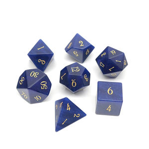 Nouvelles arrivées en stock : Jeu de dés DND gravés en aventurine bleue mystique, 7 dés en pierre précieuse foncée, au meilleur prix - Product Image 6