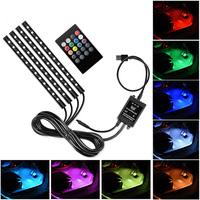 Yosovlamp Golf & City Neue Auto-Dekoration USB Musik-Lichtstreifen 48LED Sieben Farben Sprachgesteuertes Atmosphärenlicht