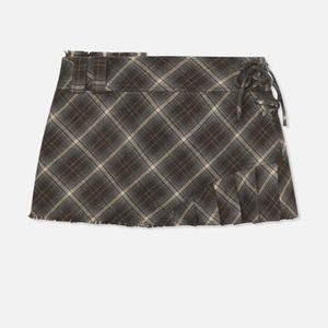 Minifalda de Franela de Algodón Cepillado a Cuadros con Bordes sin Rematar, Diseño de Moda a Cuadros, para Niñas - Product Image 2