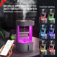 Humidificateur Anti-Gravité 7 Couleurs 580ml, Diffuseur d'Arômes à Goutte d'Eau Lévitationnelle, Mini Pluie Froide de Bureau, Sans Eau, pour la Maison