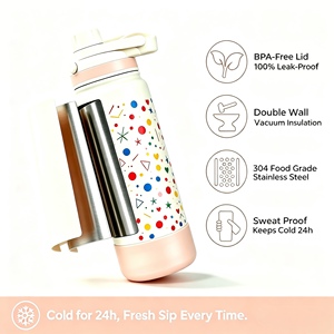 Vaso Térmico de Acero Inoxidable con Estampado Floral, 800 ml, Antiderrames, con Base de Silicona, Botella Aislada de Viaje, Impresión y Empaque Personalizados - Product Image 4