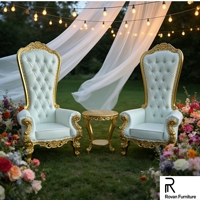 Chaises de mariage de luxe pour les mariés, chaise en bois massif sculpté doré pour les banquets et les mariages, fourniture de mobilier pour lieux de réception