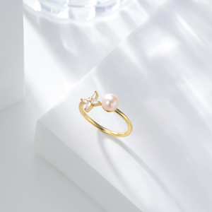 Silver City Fine Jewelry <b>Ring</b> Personalized Custom 18K <b>Gold</b> Plated Jewellery S925 Sterling Silver CZ Pearl <b>Ring</b> for Women - Product Image 2