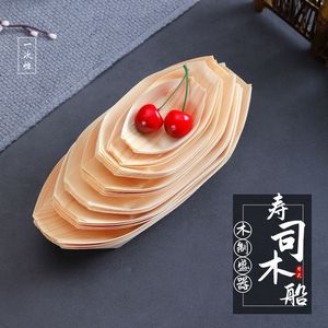 Recipientes desechables de madera con forma de barco para alimentos, vajilla, platos para sushi y postres, platos de papel, platos con forma de barco, y - Product Image 2