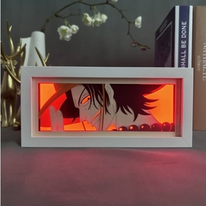 2025 Designs <span class=keywords><strong>One</strong></span> Pieces Zoro Luffys papier découpé au Laser Anime <span class=keywords><strong>cadre</strong></span> en bois pour décor Animation Lightbox Table Led veilleuse lampe - Product Image 6