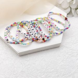 Pulseras de Cuentas para Niños con Patrón de Letras, Estilo Bohemio, Joyería DIY, Colores Aleatorios SL-007 - Product Image 1