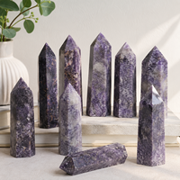Tour de cristal licorne 16-17cm, pierre de guérison polie violette, décoration d'intérieur, méditation, énergie Reiki, cadeau, collection de minéraux