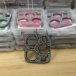 For iPhone 12ProMax XSmax X 8 7 6 Back Rhinestone Sticker Bling Diamond Metal Rear protective Mobile Phone camera lens Film