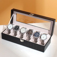 Haute qualité six crocodile PU boîte de montre à clapet verre présentoir montre boîte de rangement spot en gros