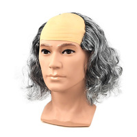 Perruque de vieil homme à tête chauve, cheveux courts raides ou ondulés, perruques amusantes de clown pour cosplay, pour fête d'Halloween