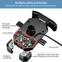 Support de téléphone portable pour moto Kewig 15W avec chargeur USB Type-C sans fil, rotation à 360°, base étanche, déverrouillage rapide en un clic