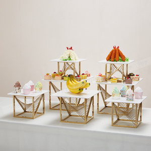 Nhà hàng khách sạn khác bằng đá cẩm thạch trắng Cube món tráng miệng hiển thị plinths cho phục vụ tự chọn và bánh cưới trình bày - Product Image 5