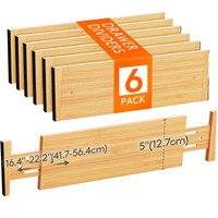 Diviseurs de tiroirs rectangulaires en bambou Lifewit de 5 pouces de hauteur, 45-55 cm/17,5-22 pouces, réglables et extensibles pour vêtements, cuisine, cosmétiques