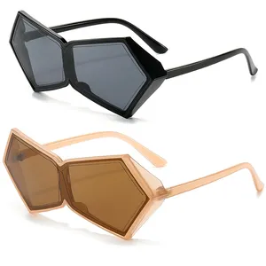 LBAshades 3697 new polygonal sun glasses triangle one lens sunglasses oversized Design Retro UV400 Sunglasses women men