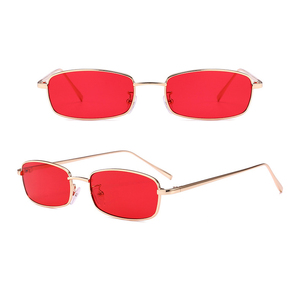 2025 nuovi arrivi occhiali da sole rettangolari retrò con montatura in metallo piccola moda per uomo e donna nei colori <span class=keywords><strong>blu</strong></span> e rosso - Product Image 2