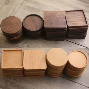 wholesale custom plain unfinished blanks dark acacia wood pallet coasters square round wooden coaster for drinks