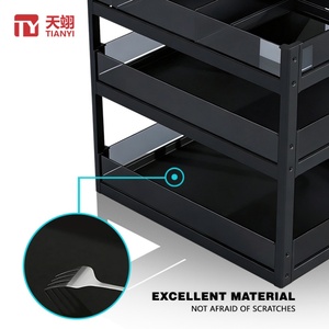 Modern Kitchen Cabinet Pull Out Organizer Multi-function Tempered Glass <b>Sliding</b> Spice Rack <b>Drawer</b> Condiment Storage Basket - Product Image 5