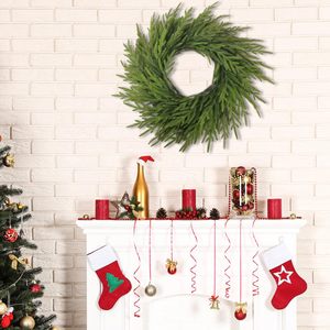 Corona de pino de Norfolk Real Touch de 20 pulgadas para decoración navideña, guirnalda navideña de <span class=keywords><strong>Araucaria</strong></span>, corona navideña de ratán, superventas - Product Image 5
