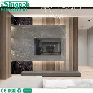 Singpok Interior Recycle Wood Plastic Composite Board Sound Absorption Wood TV Indoor WPC Wall Panel