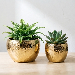 <span class=keywords><strong>Vaso</strong></span> di <span class=keywords><strong>Fiori</strong></span> <span class=keywords><strong>in</strong></span> Ceramica Martellata Placcata Oro, Lussuoso e Moderno, per Arredamento Casa, Soggiorno e Ufficio - Product Image 3