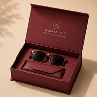 Boîte à lunettes magnétique de luxe sur mesure pour ensemble de lunettes de soleil, avec dorure à chaud, pelliculage mat, gaufrage et doublure en éponge – Étui rigide haut de gamme