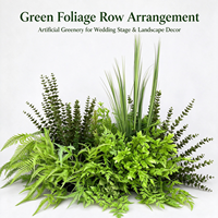 Composition de feuillage vert artificiel en rangée, feuilles de fougère en soie mélangées, toucher réaliste et naturel, pour décoration de scène de mariage et aménagement paysager