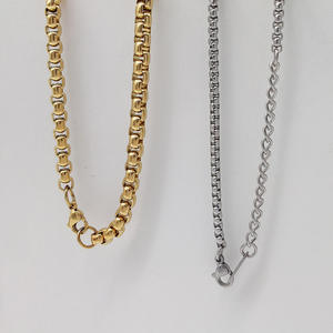 Usine petit gros or et argent noir hommes et femmes mode 304 collier de perles carrées en acier inoxydable - Product Image 2