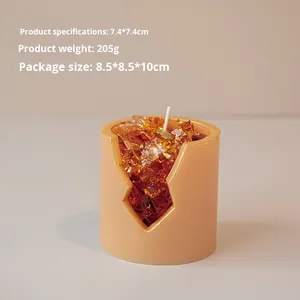 Bougies colorées en cristal de guérison LANJO Pot de cire de soja en feuille d'or Bougies parfumées aromatiques de luxe pour aromathérapie - Product Image 4