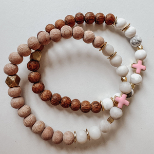 Kreuz ätherisches Öl Diffusor Armband, Natur Edelstein Holz Perlen Armband, Armbänder und Armbänder