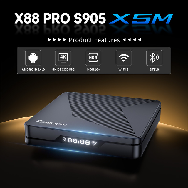 Latest Android 14 OS X88 Pro X5M S905X5M Smart Android TV Box Support 3D Video Formats 4K HDR10+ Dual Wifi6 Set Top Box