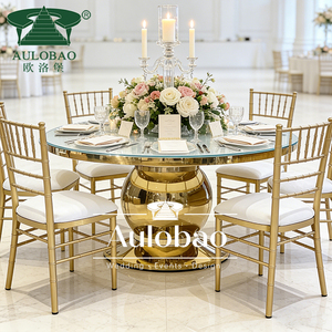 Muebles para bodas de hotel, mesas y sillas modernas de lujo de acero inoxidable para eventos de boda - Product Image 3