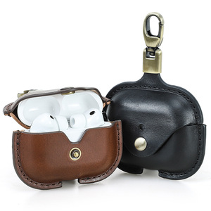 Funda Vintage Hecha a Mano de Cuero Genuino para AirPods Pro 3, Personalizada, Antiarañazos, Protección Contra Caídas, Portátil, con Hebilla - Product Image 1