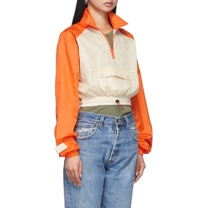 Dernière conception de la mode de haute qualité personnalisé Beige et <span class=keywords><strong>Orange</strong></span> coupe-vent veste courte pour femmes - Product Image 2