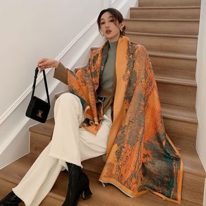 Bufanda de estilo chino para mujer, pañuelo de <span class=keywords><strong>Cachemira</strong></span> de doble cara, elegante, retro, de invierno, con <span class=keywords><strong>mapa</strong></span> de orilla del río, Festival qinging - Product Image 3