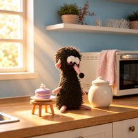 Peluche de rat noir personnalisée, grands yeux, souris en peluche douce, jouet amusant en forme d'animal de dessin animé pour enfants, cadeau d'anniversaire, décoration de la maison