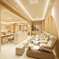 Mobilier de salon de beauté et de manucure moderne, solution clé en main de décoration intérieure avec éclairage LED Jxyx