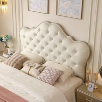 Lit rembourré en cuir de style français moderne européen, en bois massif, avec rangement, design de luxe léger pour chambre à coucher