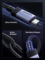 UGREEN kabel Data pengisi daya cepat, kabel transmisi Data USB C GEN2 10Gpbs 4K 60Hz 60Hz, pengisian daya Cepat 3,3 kaki usb3,2