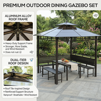 Pavillon de jardin extérieur de luxe avec toit en polycarbonate PC, abri imperméable et pare-soleil pour villa, patio, terrasse, cour arrière