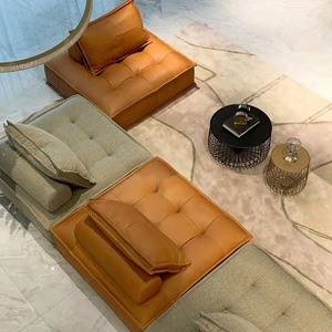 Piedmont Modular Cube <b>Sofa</b> Modern Retro Genuine Leather <b>Sofa</b> Combination For <b>Small</b> Living Room - Product Image 2