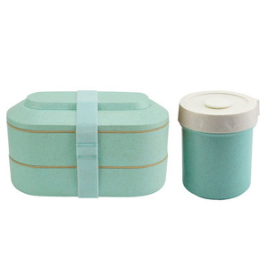 Best Lunch Boxes Tiffin Microwavable Stackable Wheat Straw Bento Lunch Box With Soup Jar For Kids Biodegradable