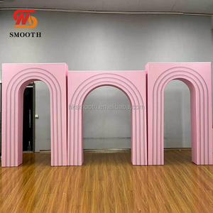 SMS Reusable Pink Fabric Wedding Arch <b>Frame</b> Lightweight Ceremony Party Arch <b>Backdrop</b> for Wedding Party Events - Product Image 1