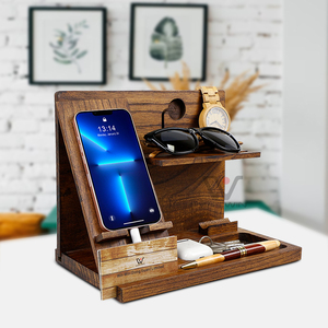 Gỗ Óc Chó Tự Nhiên Trạm Nối Điện Thoại Móc Chìa Khóa Chủ Ví Đứng Đồng Hồ Tổ Chức Đàn Ông Món Quà Ngày Của Cha - Product Image 5