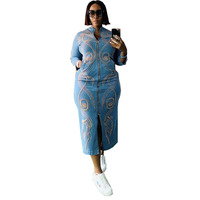 Robe en jean à manches longues pour femme, vêtement décontracté, Design diamant, nouvelle collection 2023